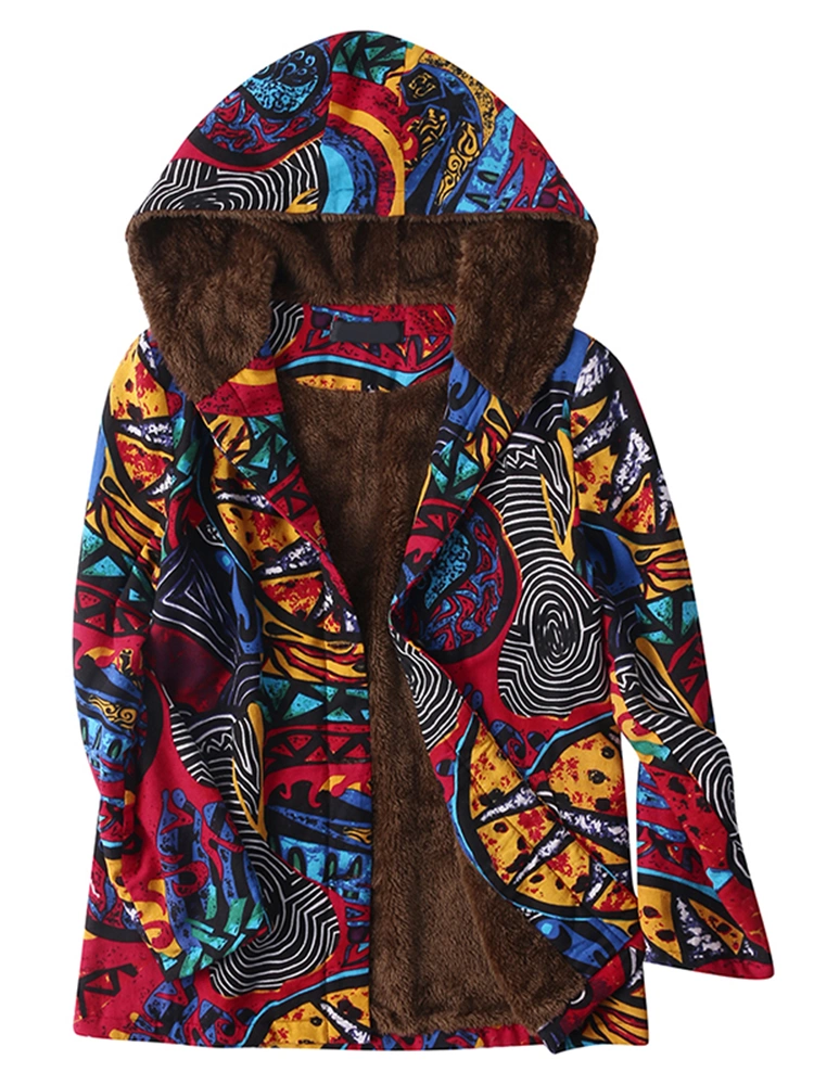 S-5XL Abstract Printed Coat