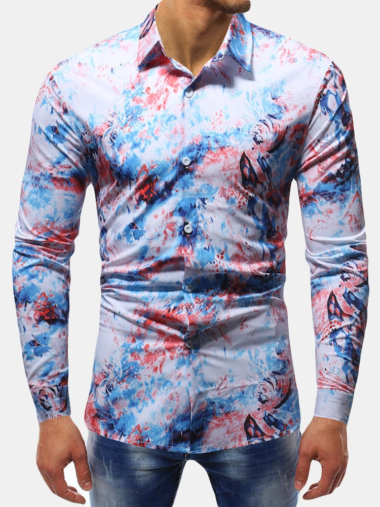 Watercolor Ink Printed Shirts for Men