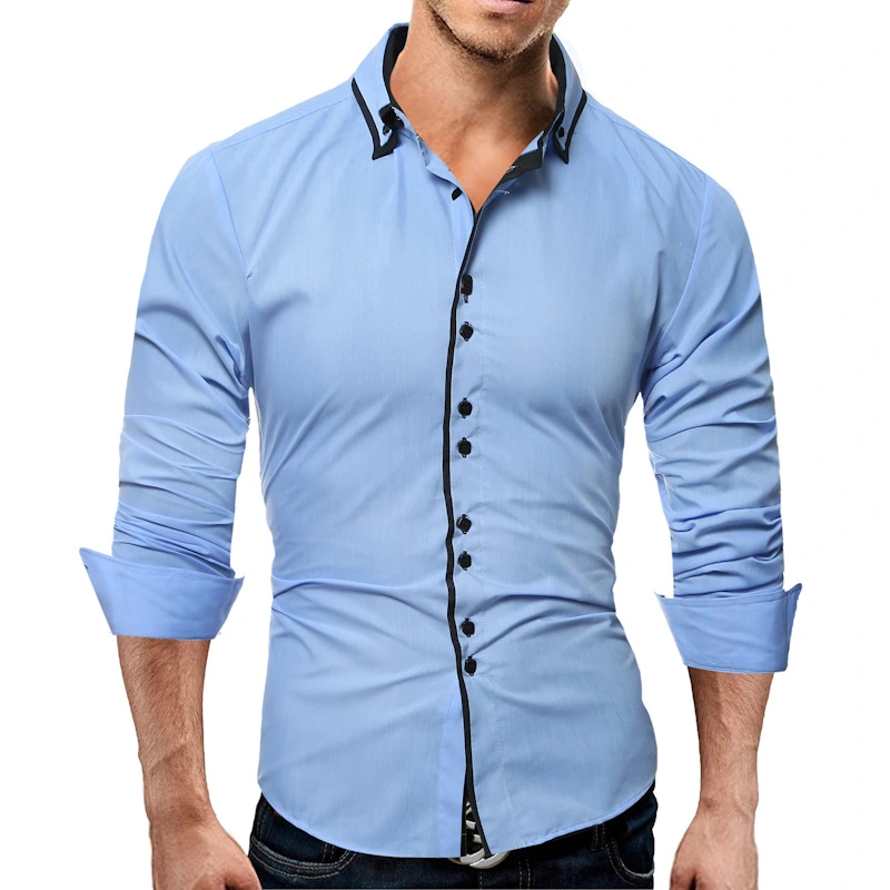 Mens Casual Solid Color Slim Fit Shirts