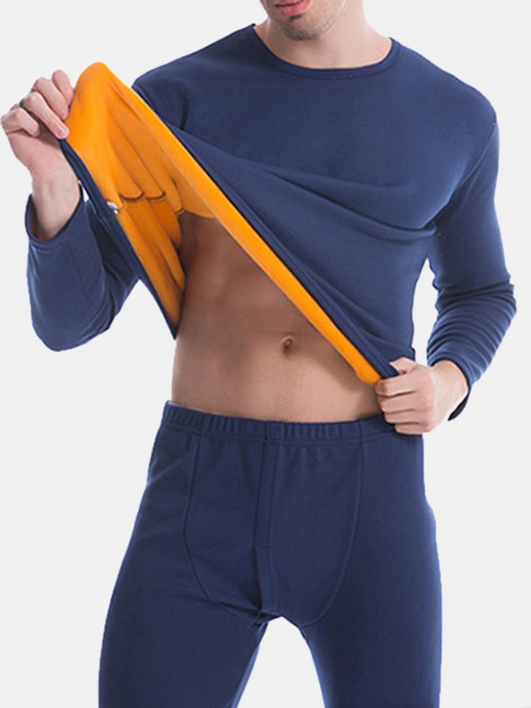 Mens Thermal Pajama Set Velvet Thick Warm Long Johns Set