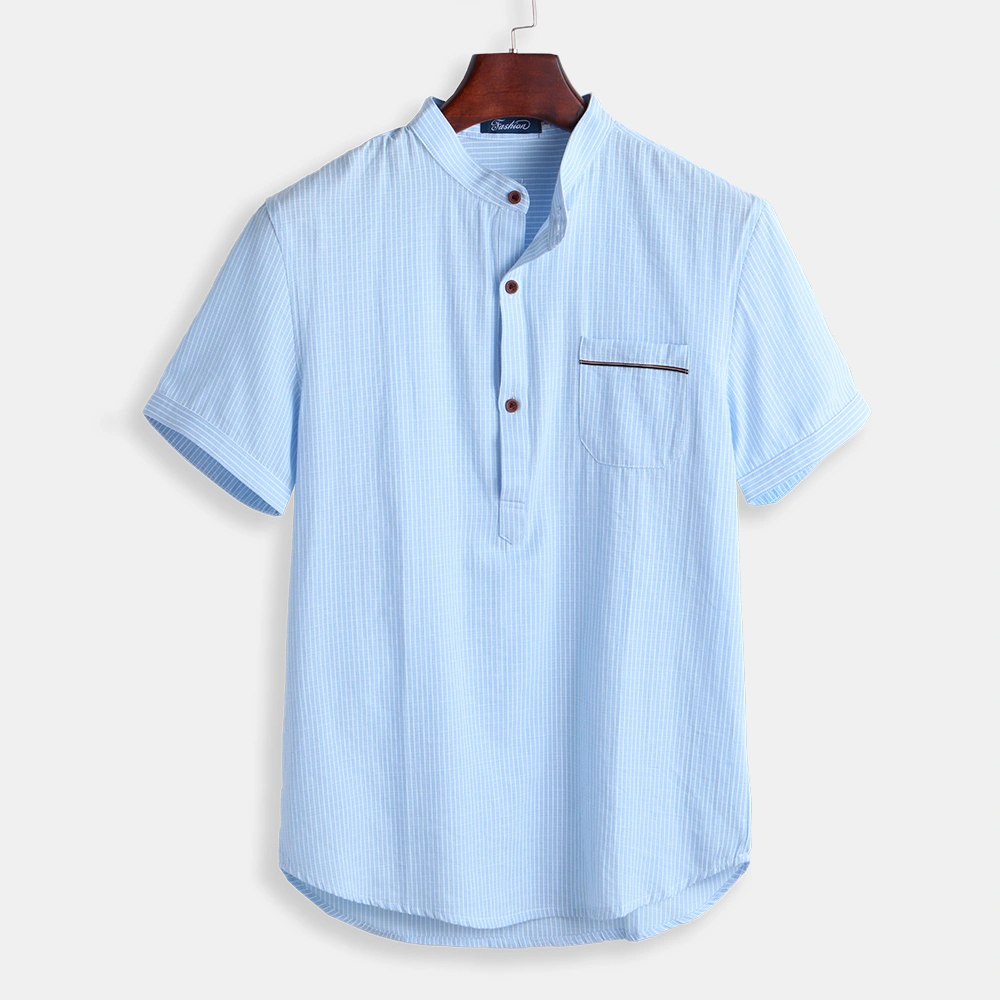 Mens Summer Cotton Practical Pocket Shirts