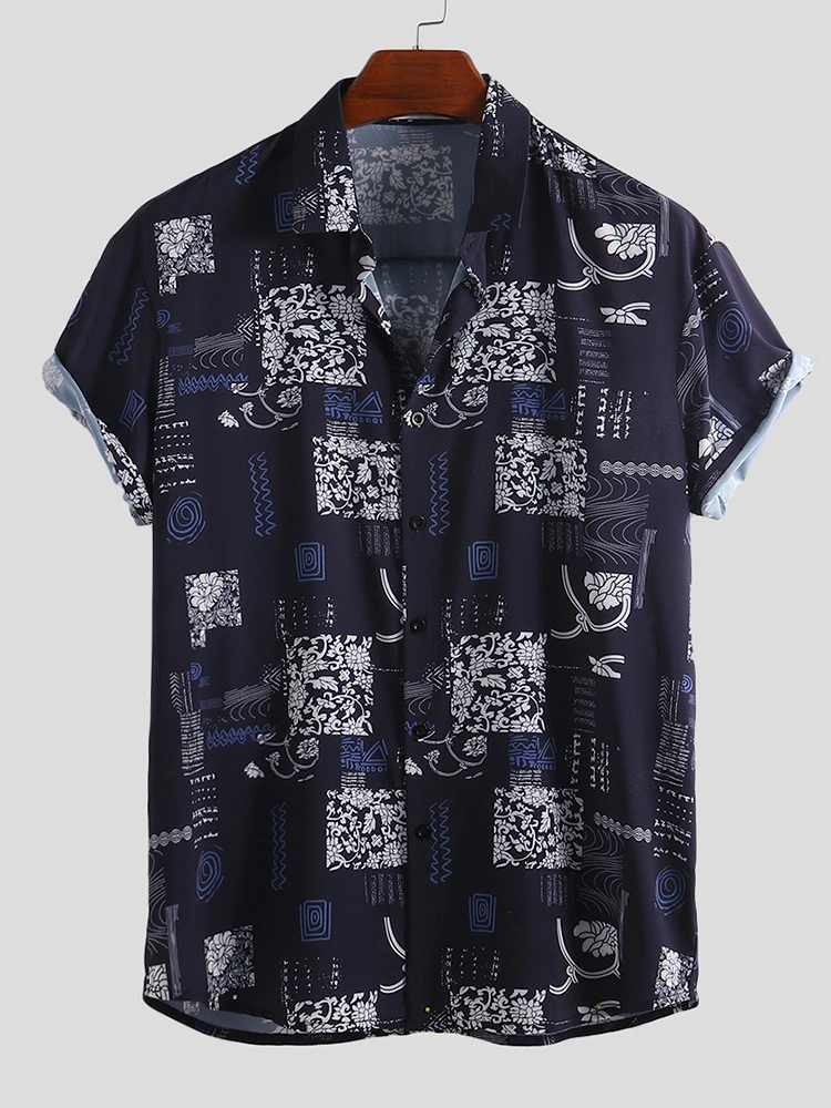 Mens Summer Plaid Printed Breathable Shirts