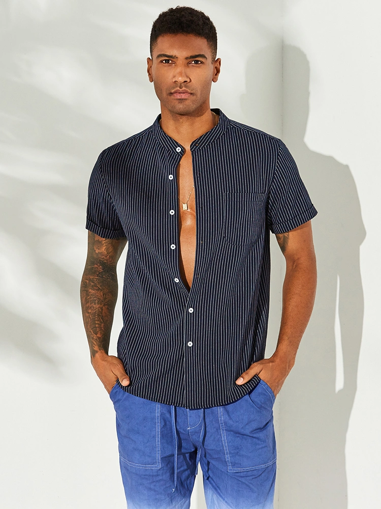 Mens Summer 100% Cotton Practical Pocket Casual Shirts