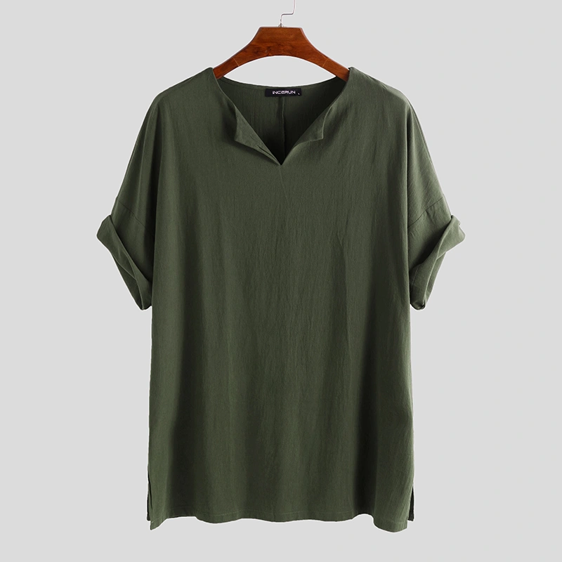 Mens Summer Casual Loose Solid Color T-shirts Comfy Tops