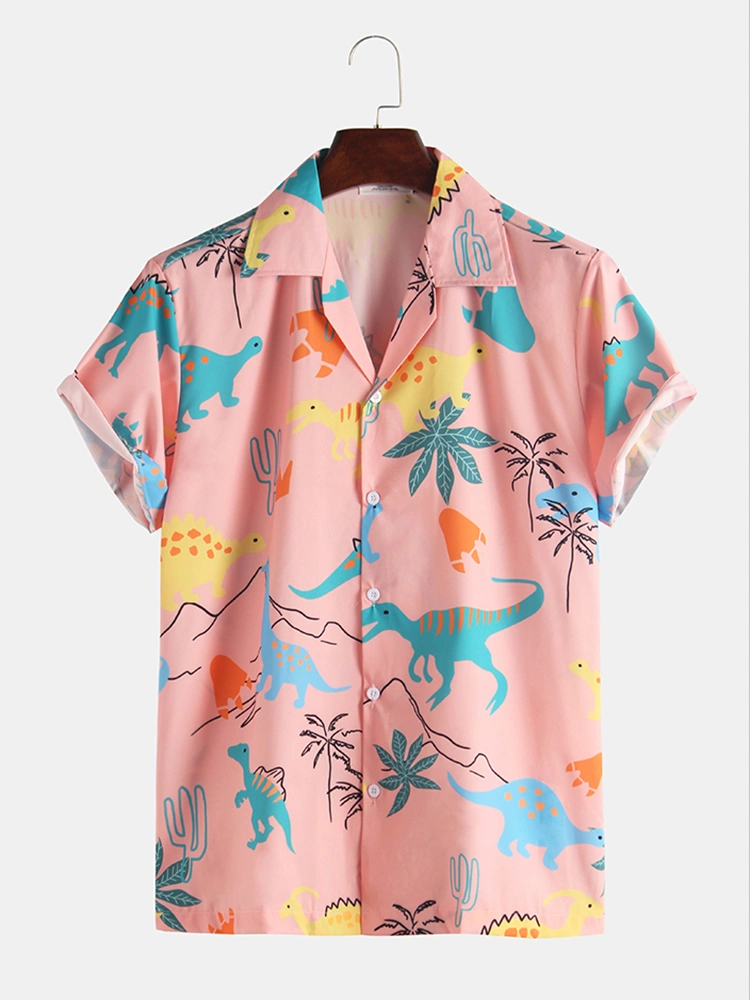 Mens Summer Animal Printed Short Sleeve Casual Shirts