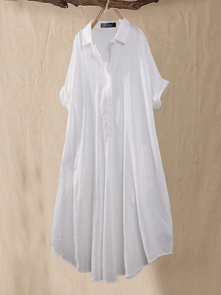 Summer Plaid Pockets Long Shirt