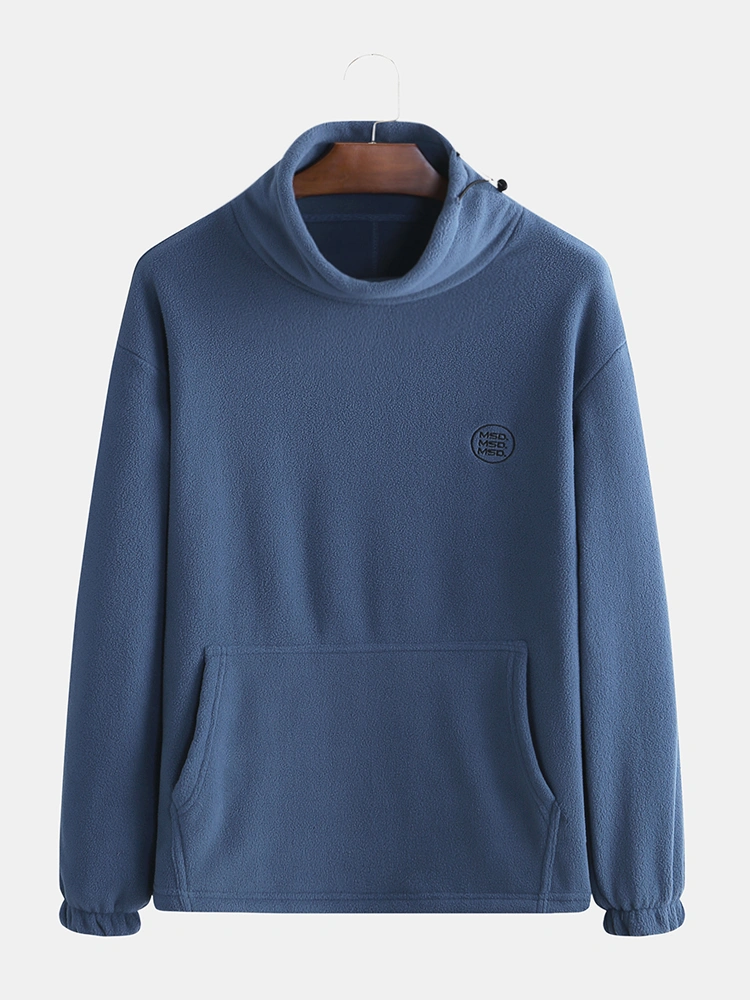 Mens Casual Polar Fleece High Collar Thick Warm Sweatshirt