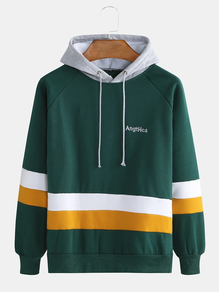 Men's Casual Sweatshirt Trend Fashion Loose Color-blocked Ho