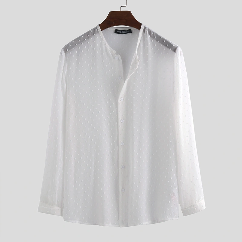Mens Fashion Breathable Long Sleeve Solid Color Casual Shirt