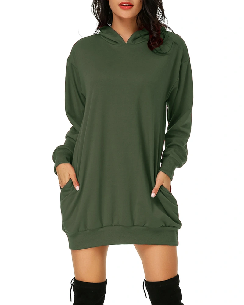 Women Long Sleeve Hooded Pockets Pullover Sweatshirts