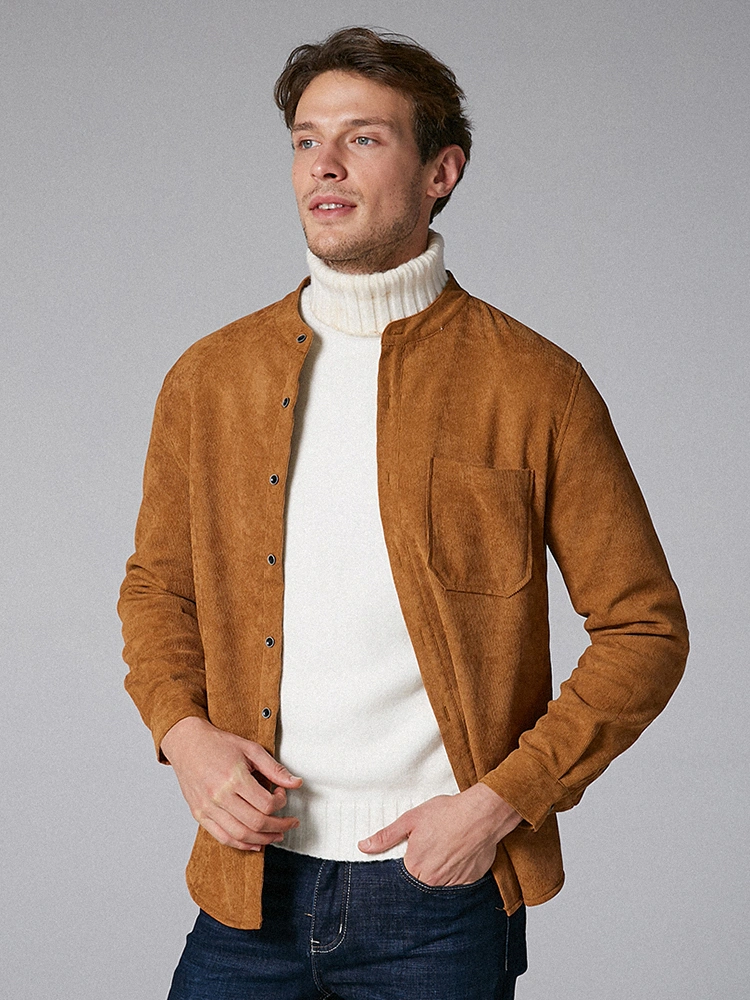 Mens Corduroy Vintage Multi Practical Pockets Shirts
