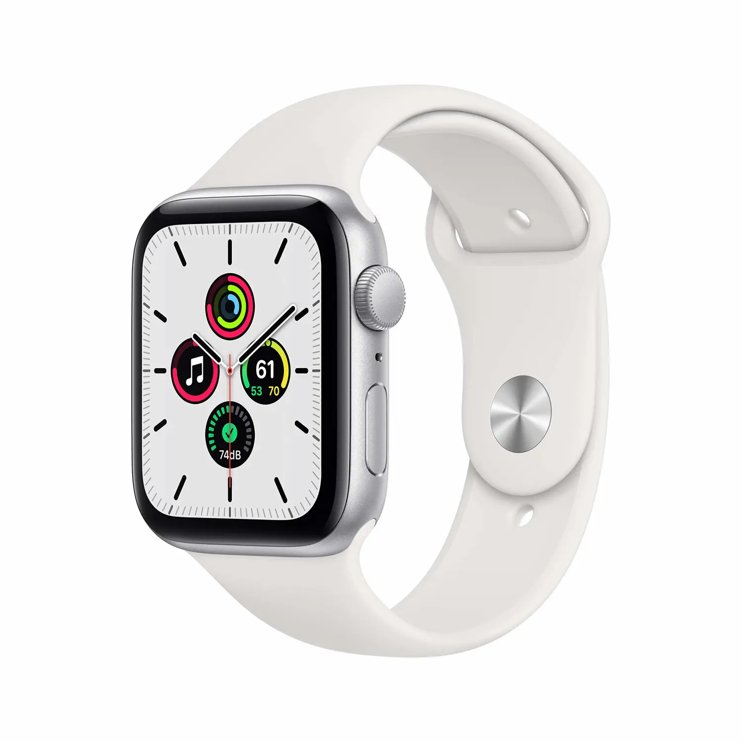 New Apple Watch SE (GPS, 44mm) - Silver Aluminum Case with White Sport Band