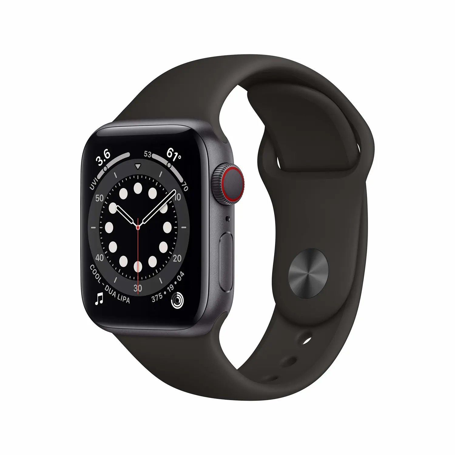New Apple Watch Series 6 (GPS + Cellular, 40mm) - Space Gray Aluminum Case with Black Sport Band
