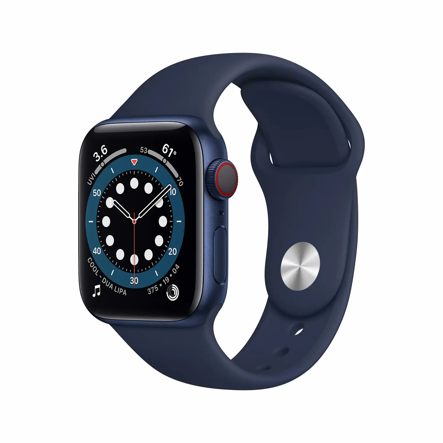 New Apple Watch Series 6 (GPS + Cellular, 40mm) - Blue Aluminum Case with Deep Navy Sport Band