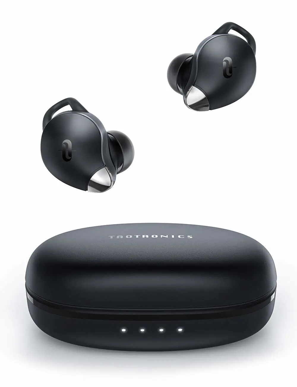 True Wireless Earbuds TaoTronics SoundLiberty 79 Smart AI Noise Reduction Technology for Clear Calls, Single/Twin Mode, 30H Playtime, USB Type C, IPX8, with Charging Case, Silver Black