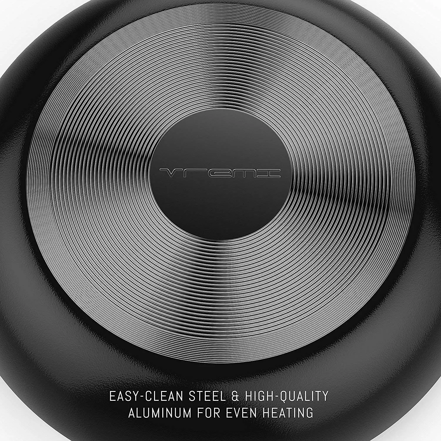 Vremi 15 Piece Nonstick Cookware Set - Durable Aluminum Pots and Pans with Cooking Utensils - Oven Safe Multi Quart Enameled Saucepans Dutch Ovens and Fry Pans with Glass Lid - Black