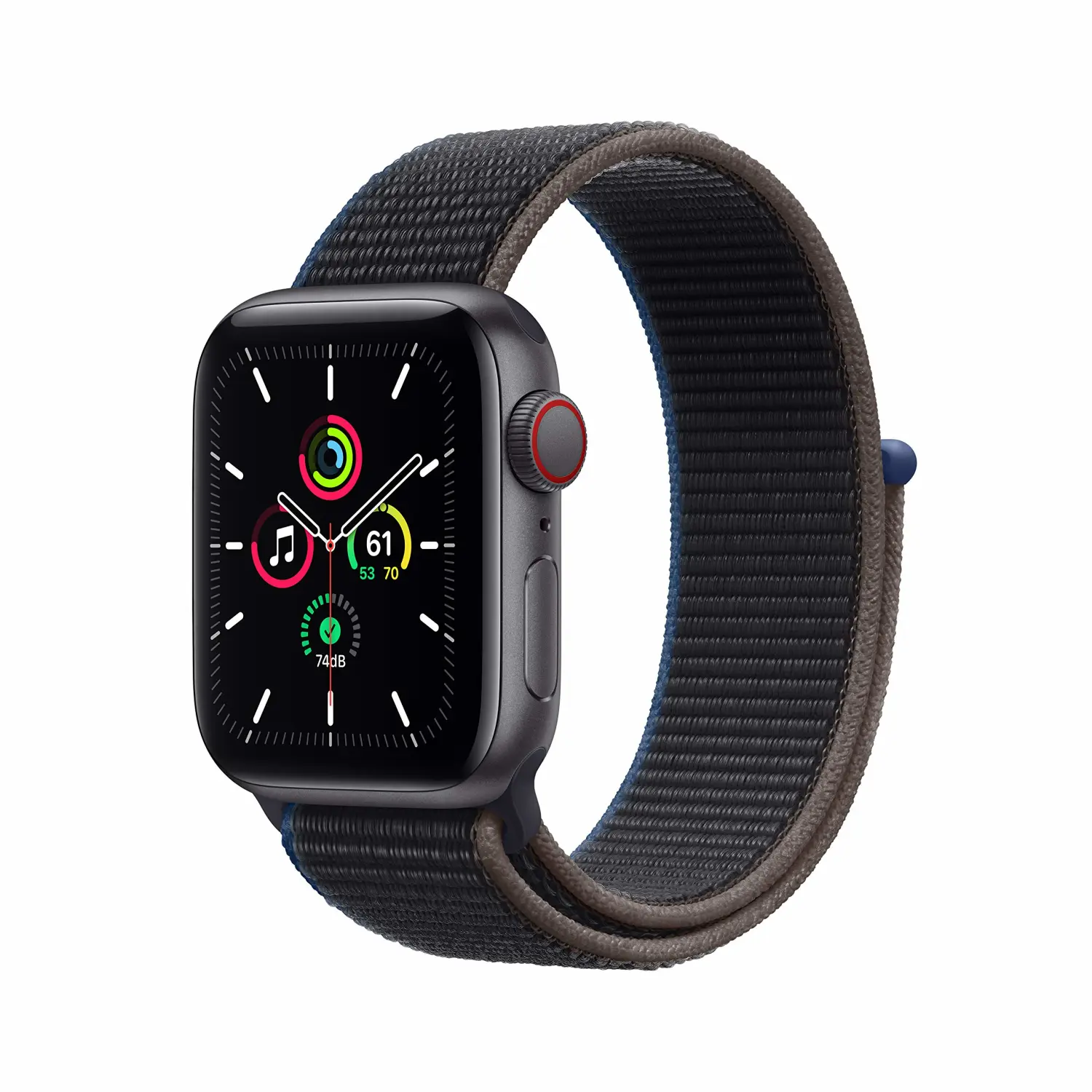 New Apple Watch SE (GPS + Cellular, 40mm) - Space Gray Aluminum Case with Charcoal Sport Loop