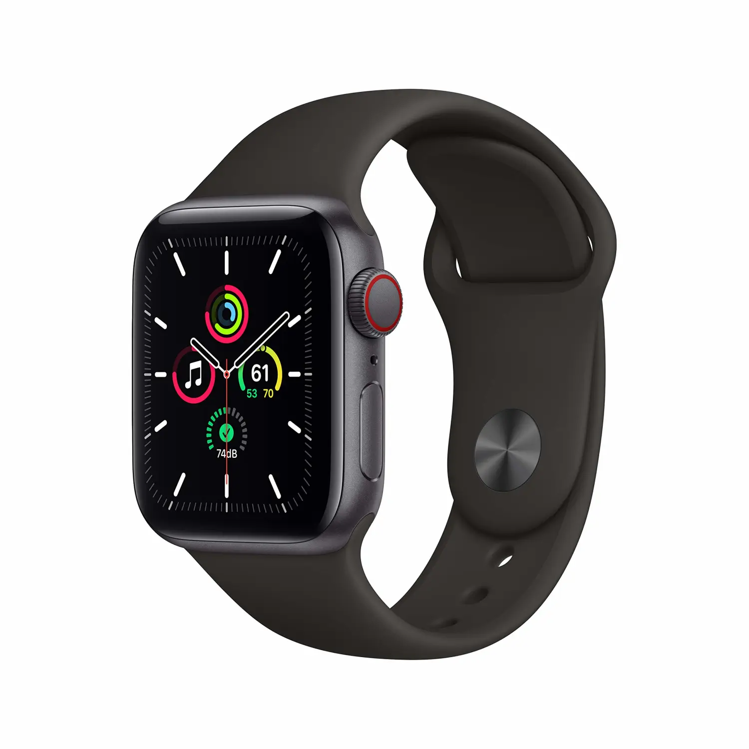 New Apple Watch SE (GPS + Cellular, 40mm) - Space Gray Aluminum Case with Black Sport Band