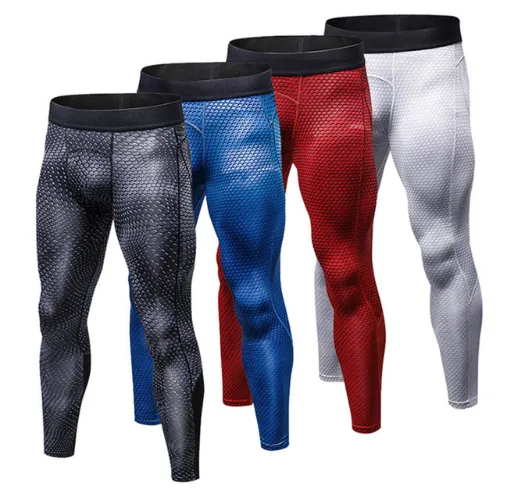 Men's 3D three-dimensional printing fitness running training quick-drying elastic tight pants