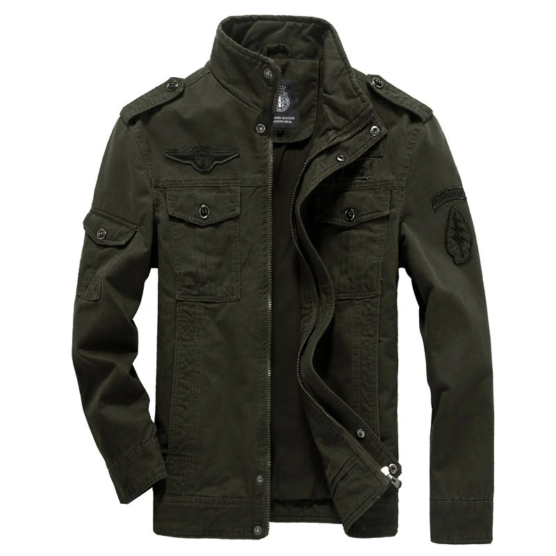 autumn European and American men's cotton military uniform jacket large size casual tooling jacket