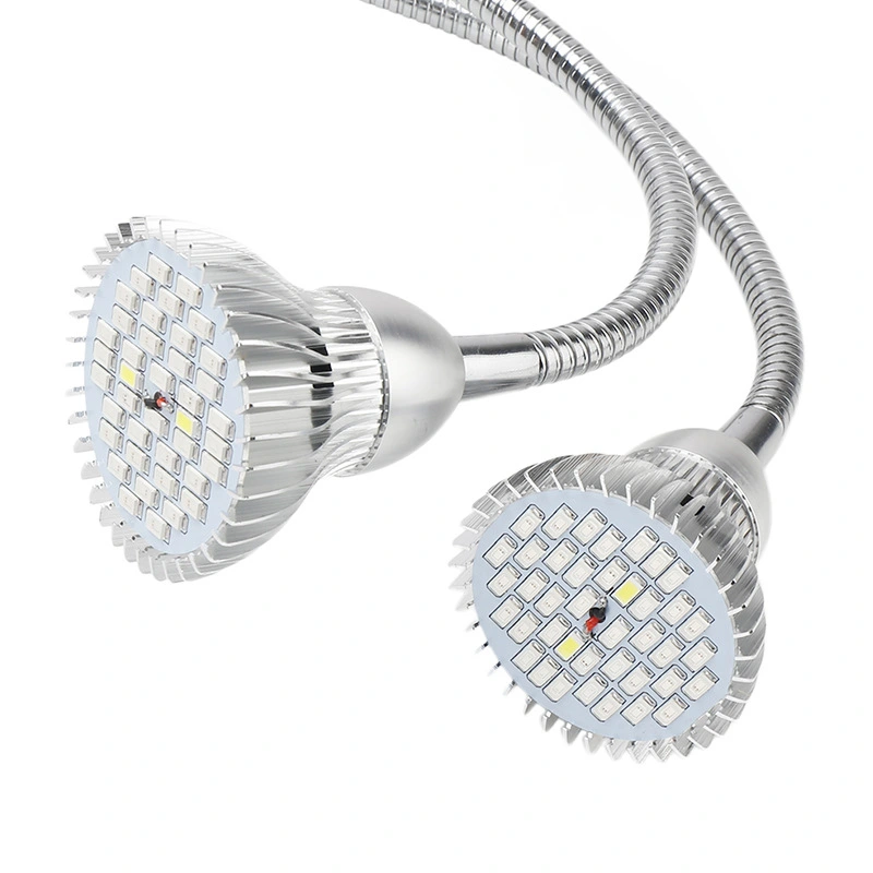 New Dual Head Led Grow Light 10W Desk Clip Lamp with Flexible Gooseneck with Switch for Indoor Plants Greenhouse Office