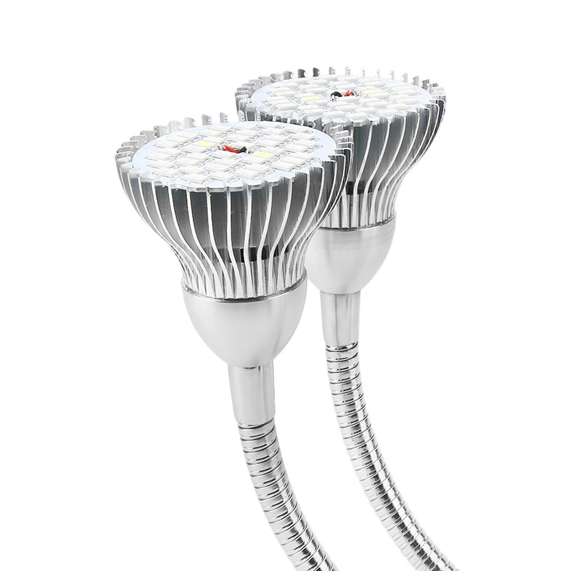 New Dual Head Led Grow Light 10W Desk Clip Lamp with Flexible Gooseneck with Switch for Indoor Plants Greenhouse Office
