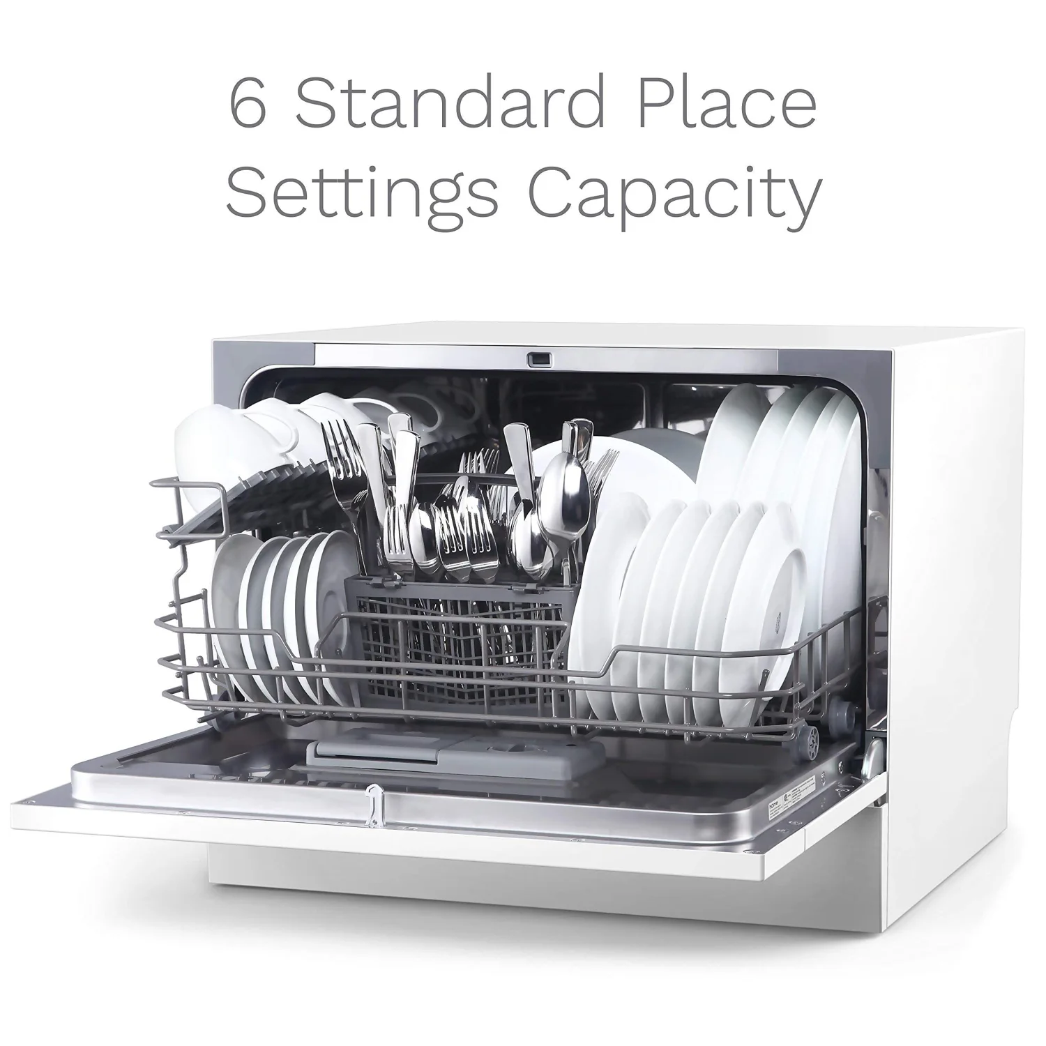 hOmeLabs Compact Countertop Dishwasher - Energy Star Portable Mini Dish Washer in Stainless Steel Interior for Small Apartment Office and Home Kitchen with 6 Place Setting Rack and Silverware Basket