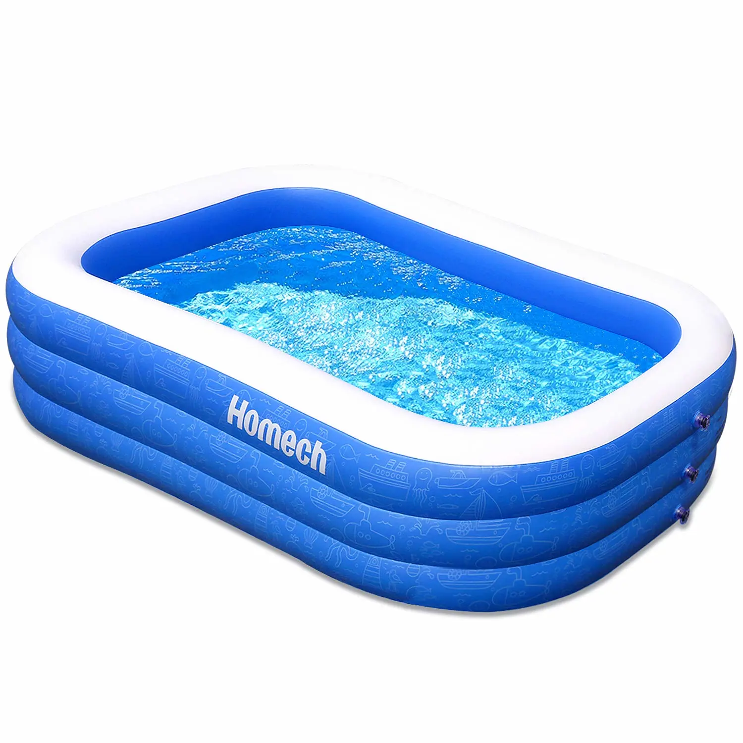 Homech Family Inflatable Swimming Pool, 118" X 72" X 22" Full-Sized Inflatable Lounge Pool for Baby, Kiddie, Kids, Adult, Infant, Toddlers for Ages 3+,Outdoor, Garden, Backyard, Summer Water Party