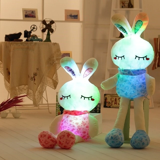 Colorful glowing music love rabbit doll pillow