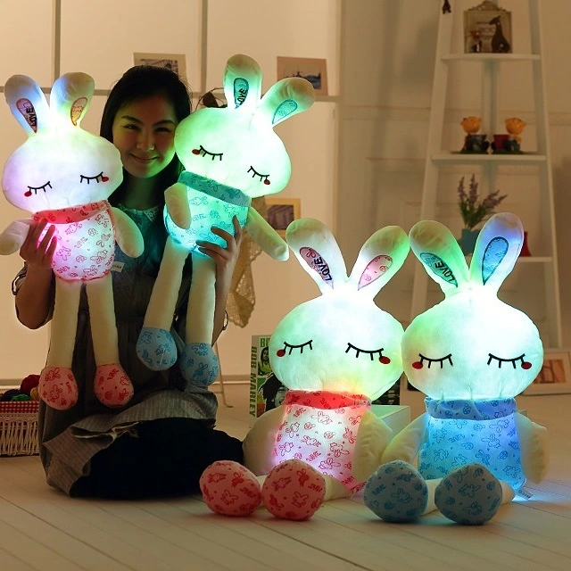 Colorful glowing music love rabbit doll pillow