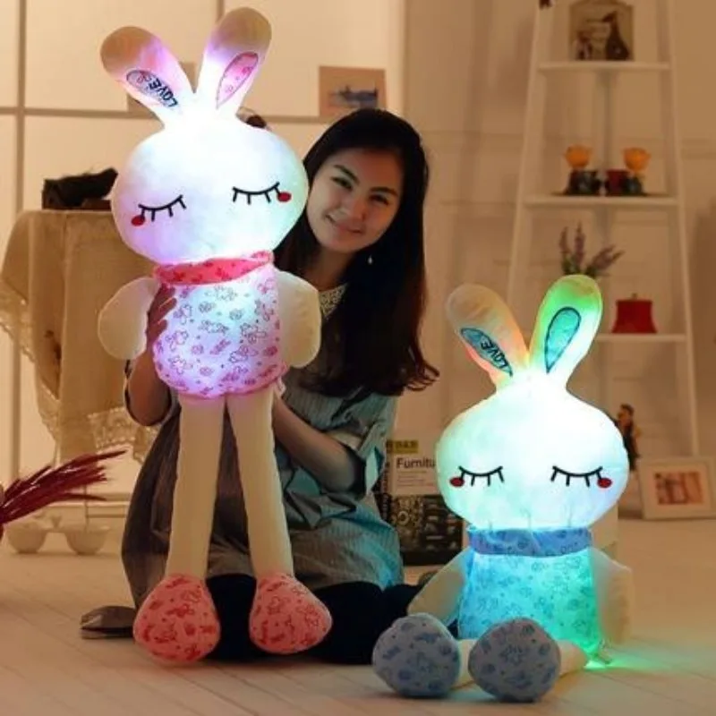 Colorful glowing music love rabbit doll pillow
