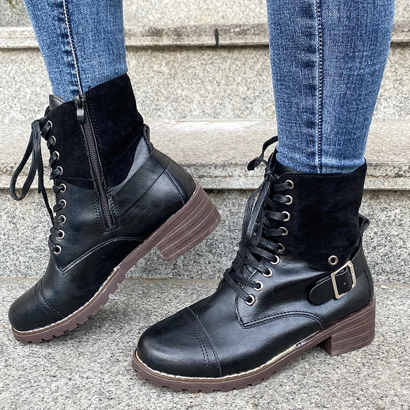 Lace-up mid-tube Martin boots