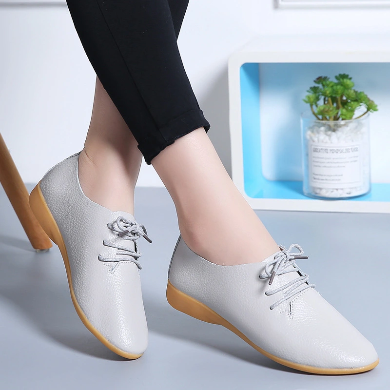 Little white shoes women flat British style