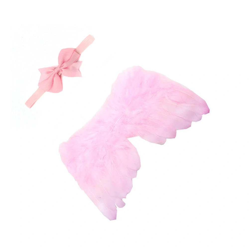 Baby Bowknot Headband Angel Feather Wing Set
