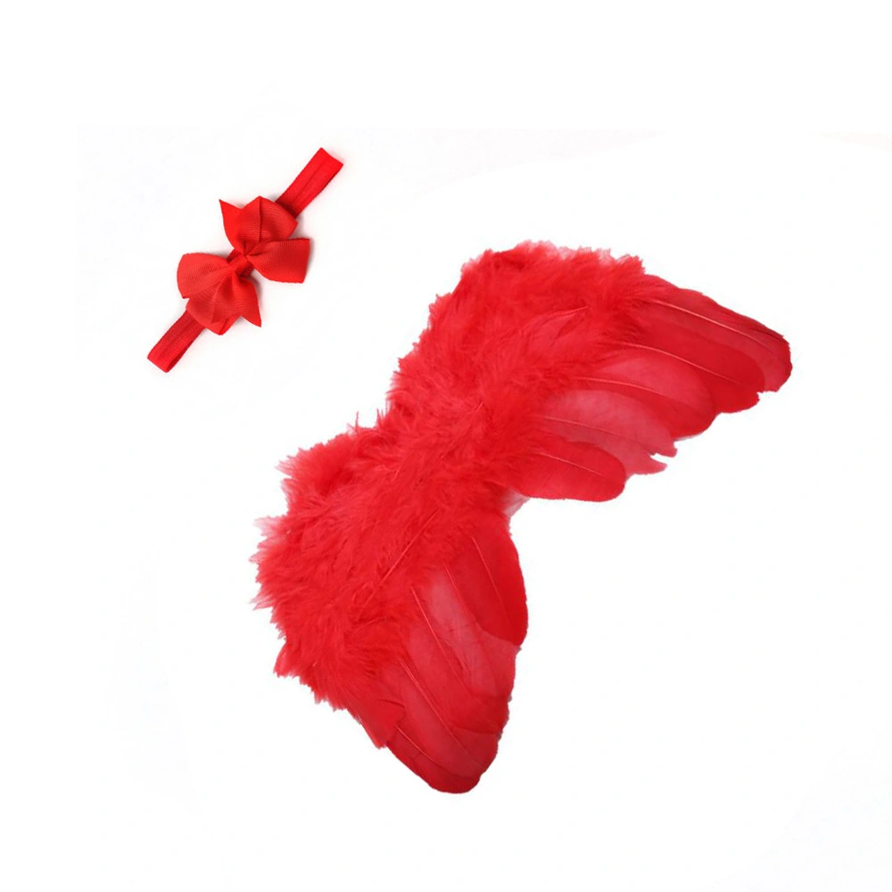 Baby Bowknot Headband Angel Feather Wing Set