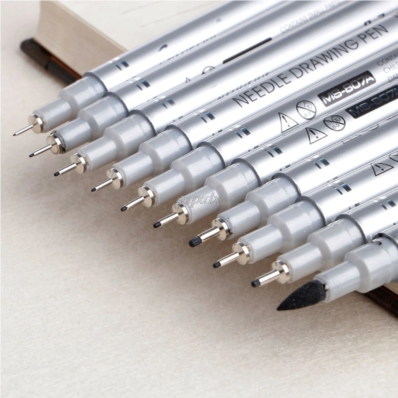 10 Tip Sizes Micron Neelde Drawing Pen Waterproof Pigment Fi
