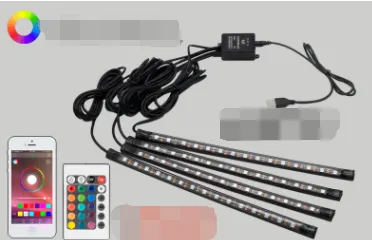Car sole atmosphere lamp 5VUSB12V car charging atmosphere lamp one for four music sound control interior lights