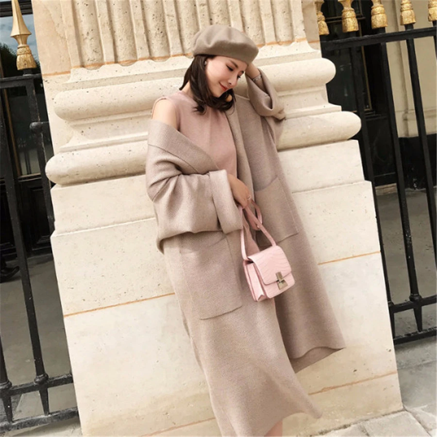 Mid-length loose cardigan sweater