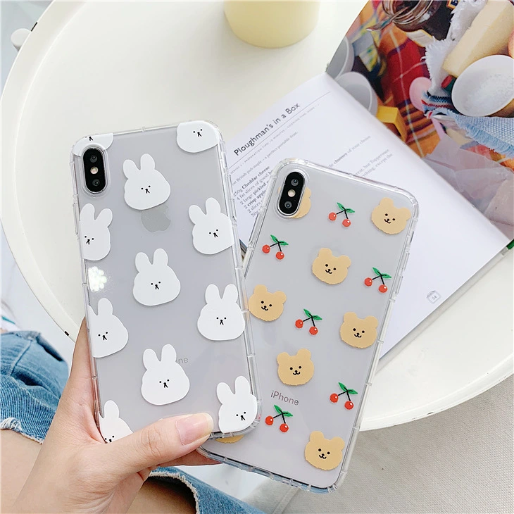 Compatible with Apple , Cute Cartoon Rabbit Transparent Soft Shell Cover