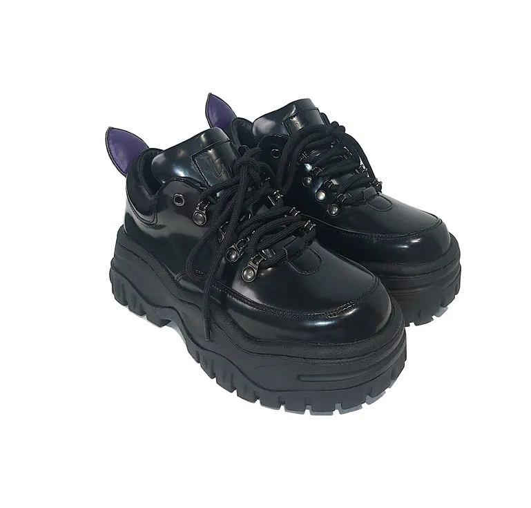 Europe and the United States spring tide soft sister wild old shoes female thick bottom small shoes platform shoes black single shoes women