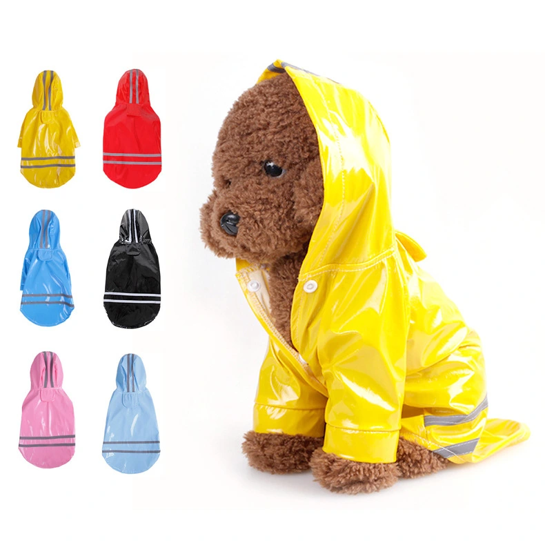 PU Reflective Dog Hooded Windproof Raincoat