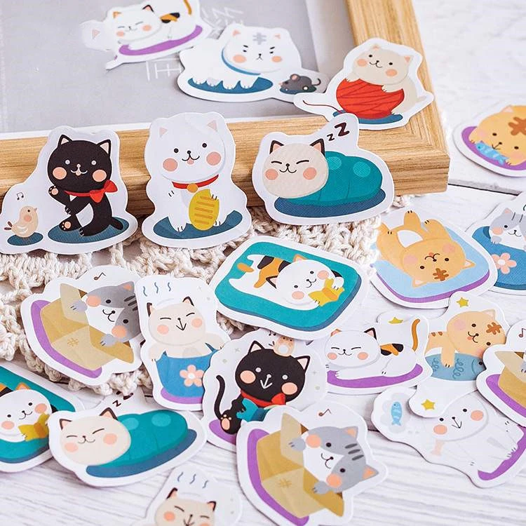 DIY boxed cartoon cat stickers