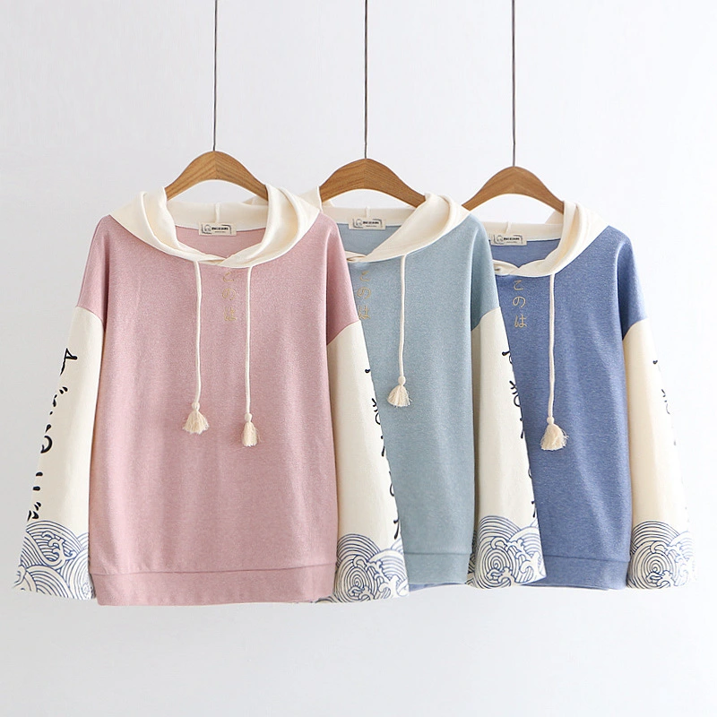 Women's printed hooded sweater