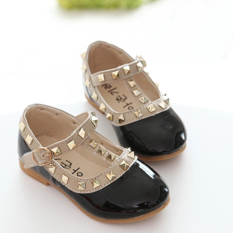 Korean version of the autumn children's shoes fashion explosion models girls single shoes wholesale rivet dance princess shoes direct sales