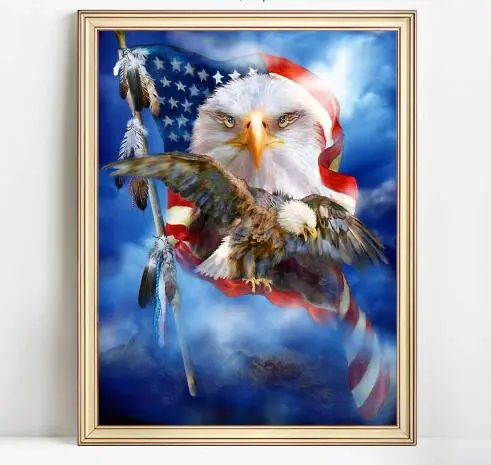 5D DIY Diamond Painting Cross Owl With Flag Picture Home Decoration Diamond Embroidery Painting Animals