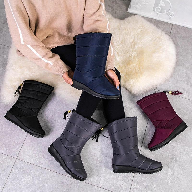 Women's snow boots slope with tassels waterproof and non-slip