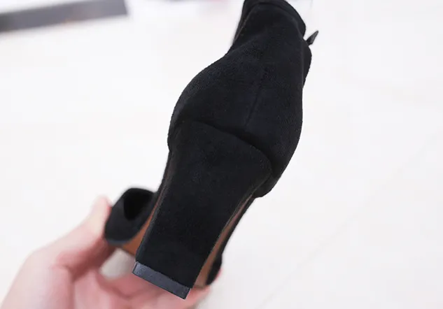 spring and summer women's sandals new pointed high-heeled buckle women's shoes European station summer single shoes thick with sandals