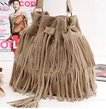 Women bag tassel bucket shoulder bag AliExpress foreign trade ladies bag Europe and the United States trend bucket bag