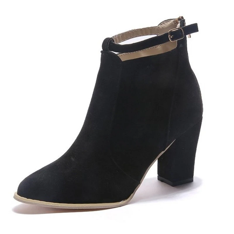 European And American Pointed Toe Martin Boots Women's Belt Buckle