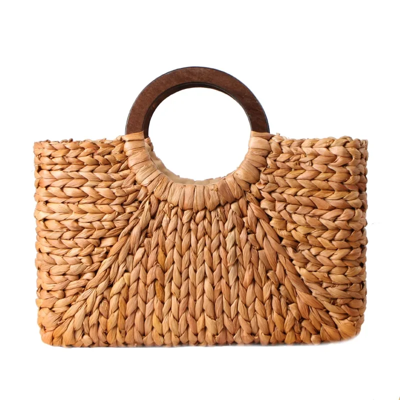 Hand-woven beach bag Mori solid color large capacity